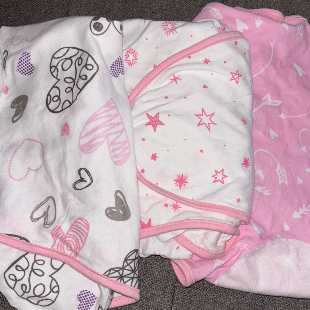 Pink and White Baby Swaddle Blankets